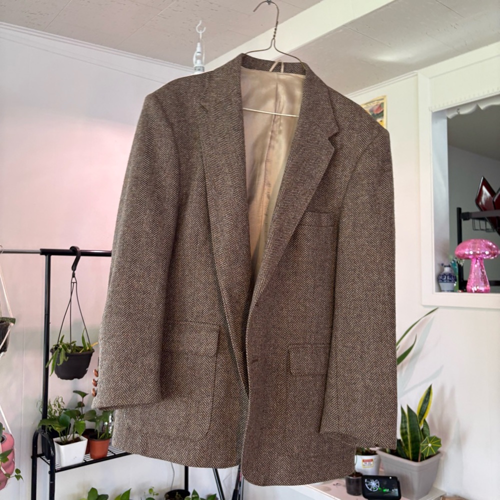 Classic Brown Herringbone Blazer